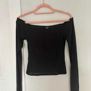 Wild Fable Black Off-Shoulder Long Sleeve Top